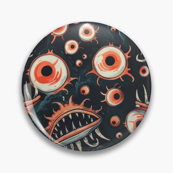 Item preview, Eerie Eyes and Teeth Pattern in Abyss - spooky - halloween designed and sold by PICbyFemke.