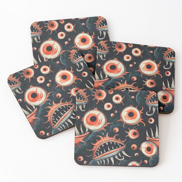Item preview, Eerie Eyes and Teeth Pattern in Abyss - spooky - halloween designed and sold by PICbyFemke.
