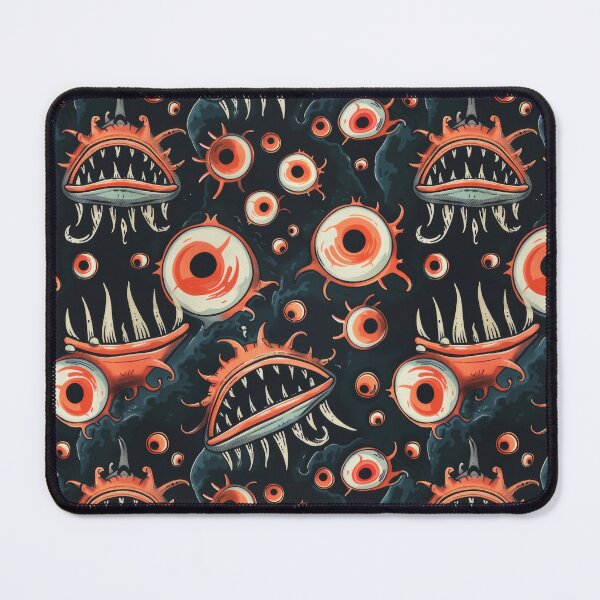 Item preview, Eerie Eyes and Teeth Pattern in Abyss - spooky - halloween designed and sold by PICbyFemke.