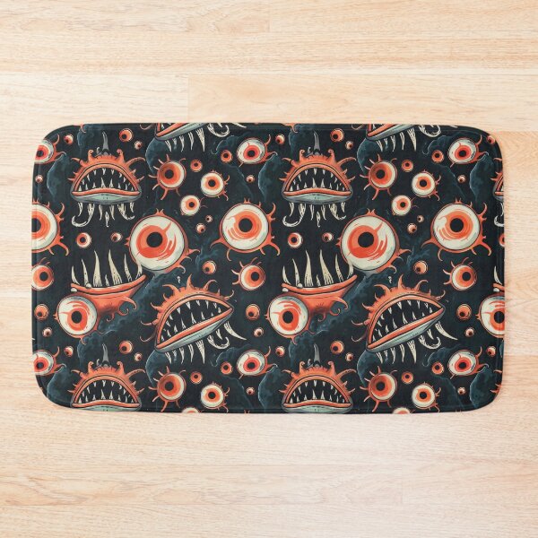 Item preview, Eerie Eyes and Teeth Pattern in Abyss - spooky - halloween designed and sold by PICbyFemke.