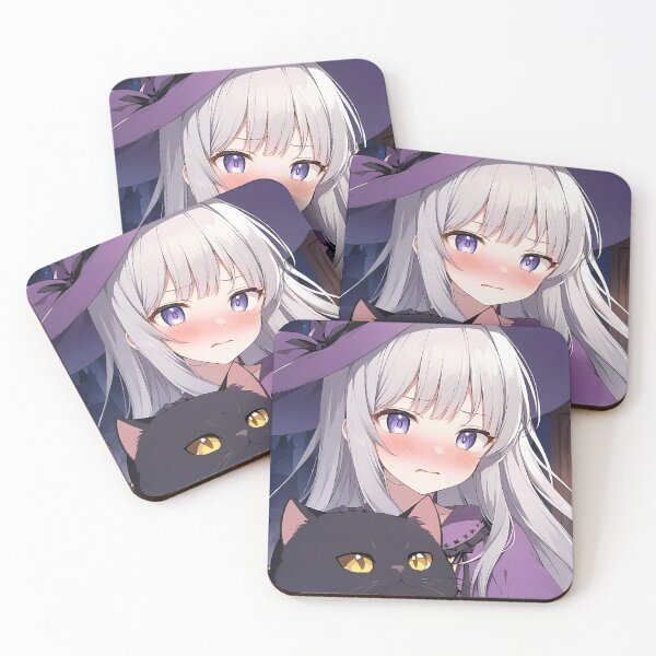 Item preview, Anime Witch Girl with Purple Hat and Fat Cat designed and sold by PixiAnime.