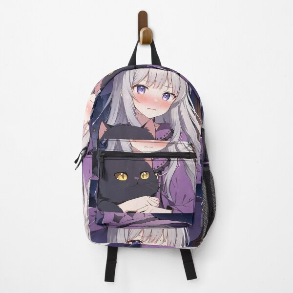 Item preview, Anime Witch Girl with Purple Hat and Fat Cat designed and sold by PixiAnime.