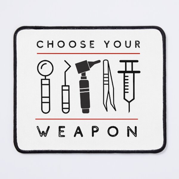 Item preview, Otolaryngologist, choose your weapon, black red designed and sold by alczar.