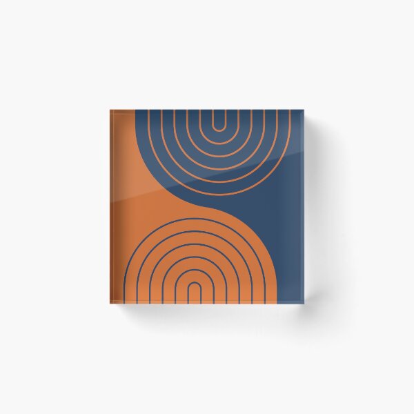 Item preview, Geometric Lines Rainbow Abstract 3 in Navy Blue and Orange designed and sold by nineFlorals.