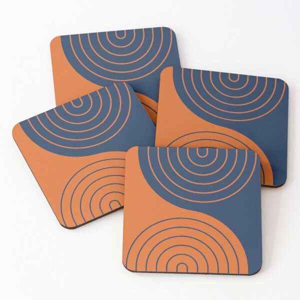 Item preview, Geometric Lines Rainbow Abstract 3 in Navy Blue and Orange designed and sold by nineFlorals.