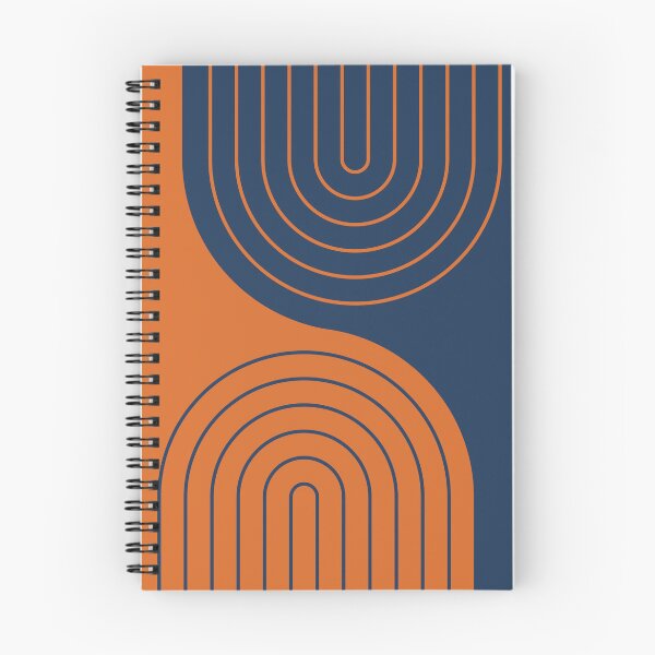 Item preview, Geometric Lines Rainbow Abstract 3 in Navy Blue and Orange designed and sold by nineFlorals.