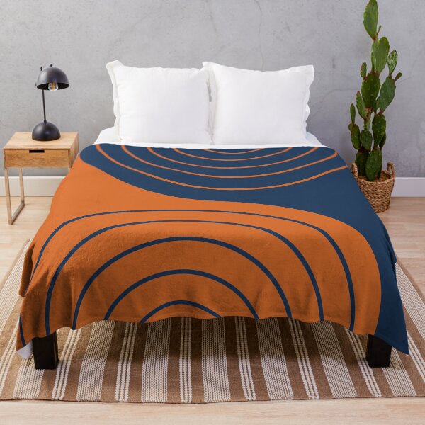 Item preview, Geometric Lines Rainbow Abstract 3 in Navy Blue and Orange designed and sold by nineFlorals.