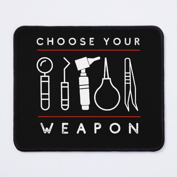Item preview, Otolaryngologist, choose your weapon, white red designed and sold by alczar.