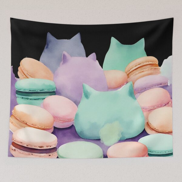 Item preview, cats stealing macarons designed and sold by VickyJo111.