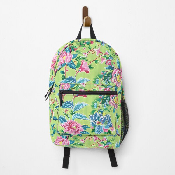 Item preview, Chinoiserie flowers in pink and lime green designed and sold by SophieClimaArt.