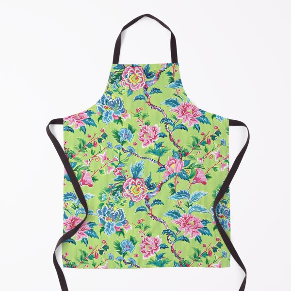 Item preview, Chinoiserie flowers in pink and lime green designed and sold by SophieClimaArt.