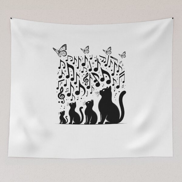 Item preview, Whimsical Nighttime Cats in Musical Harmony designed and sold by BlueGoldArt.