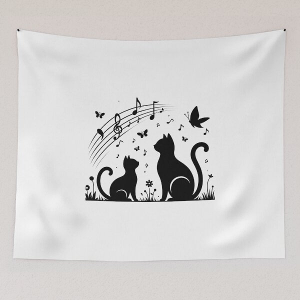 Item preview, Whimsical Nighttime Cats in Musical Harmony Butterfly designed and sold by BlueGoldArt.