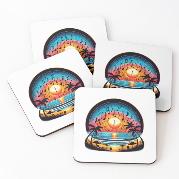 Item preview, VINILO TROPICAL SUNSET MUSIC PARADISE - DISEÑO DE PLAYA Y NOTAS designed and sold by BlueGoldArt.
