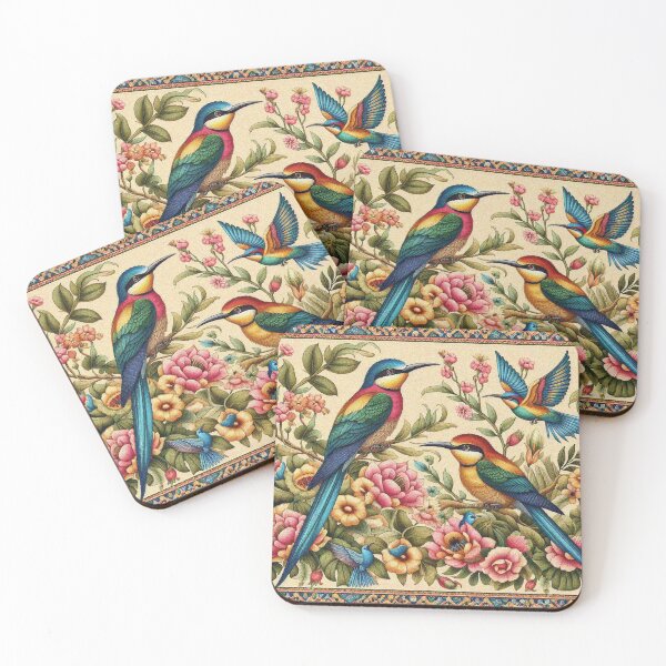 Item preview, Rainbow Birds Hanging out in Flowers designed and sold by Illuministique.
