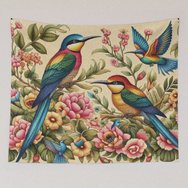Item preview, Rainbow Birds Hanging out in Flowers designed and sold by Illuministique.