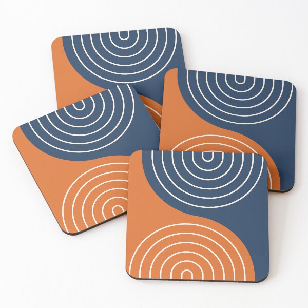 Item preview, Geometric Lines Rainbow Abstract 5 in Navy Blue and Orange designed and sold by nineFlorals.