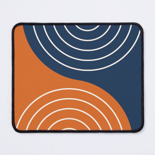 Item preview, Geometric Lines Rainbow Abstract 5 in Navy Blue and Orange designed and sold by nineFlorals.