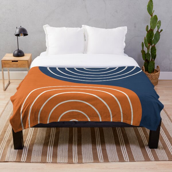 Item preview, Geometric Lines Rainbow Abstract 5 in Navy Blue and Orange designed and sold by nineFlorals.