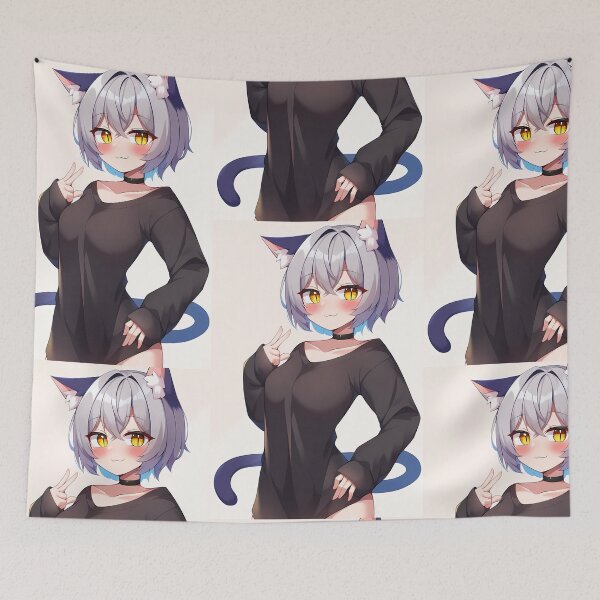 Item preview, Adorable Anime Neko Girl in Oversized T-Shirt designed and sold by PixiAnime.