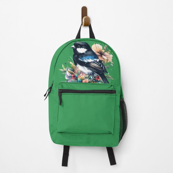 Item preview, A beautiful Double-collared Seedeater with diverse leaves and colorful flowers around designed and sold by Marcoshop10.