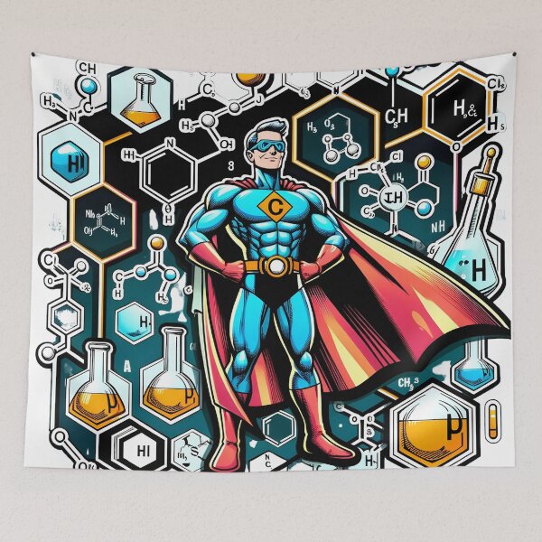 Item preview, Organic Chemistry Hero - The Organic Avenger Sticker designed and sold by Molecularmerch.