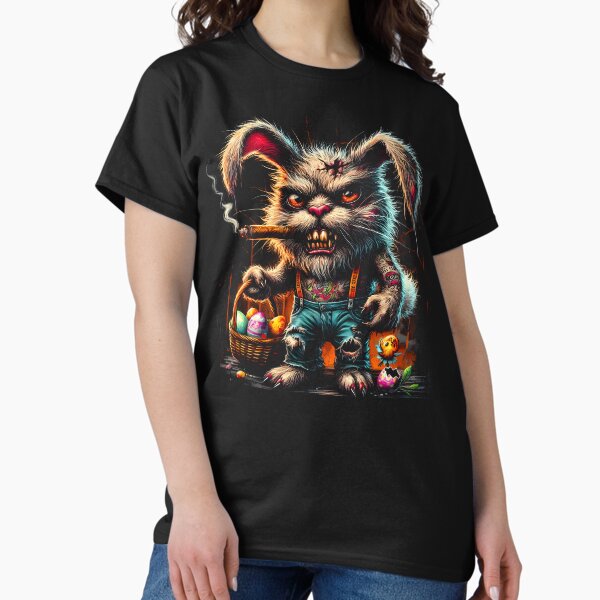 Item preview, Halftoned Dark Easter Bunny Tshirt Design designed and sold by emillatumbo.