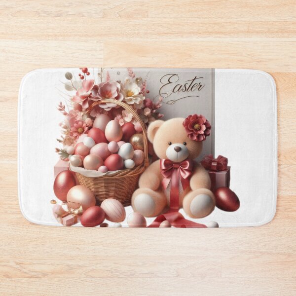Item preview,  cute pink bear with Easter eggs basket designed and sold by Expressions-Sel.