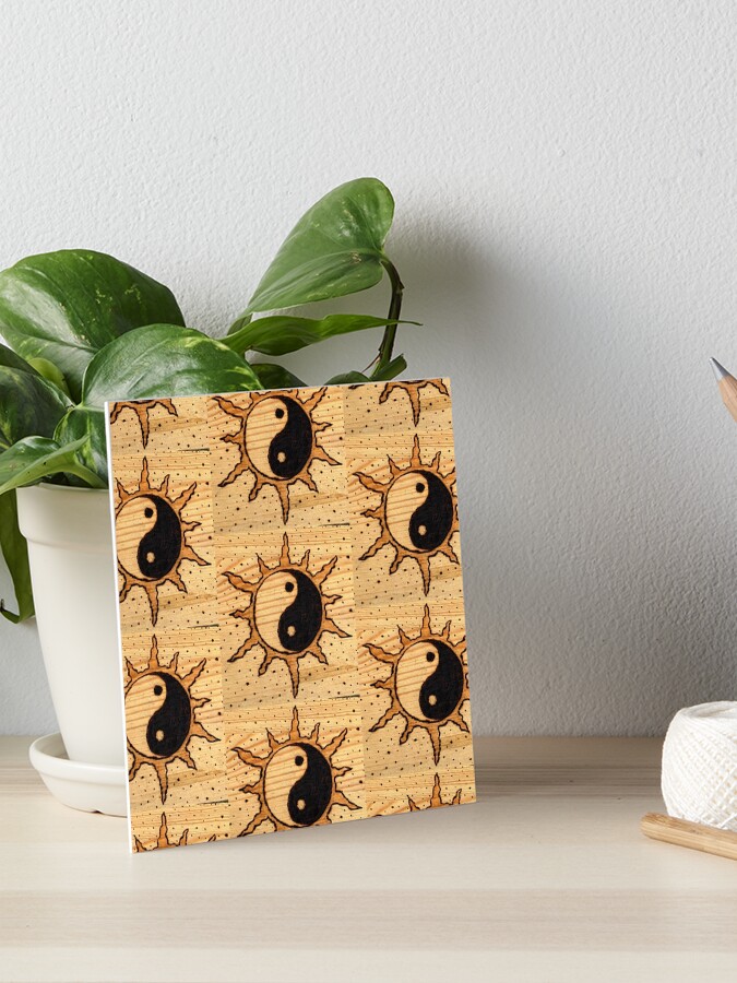 Thumbnail 1 of 2, Art Board Print, Yin Yang Sun and Stars designed and sold by TrendyTrenda.