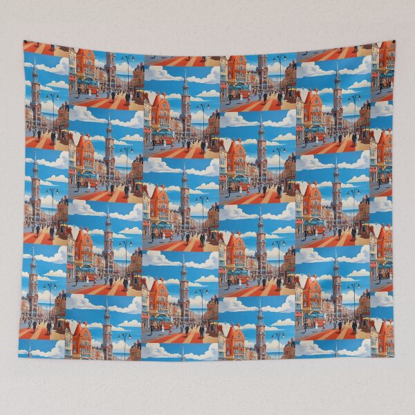 Item preview, Vintage Blackpool  town centre in England painting after Raoul Dufy designed and sold by Vintage Designs +.