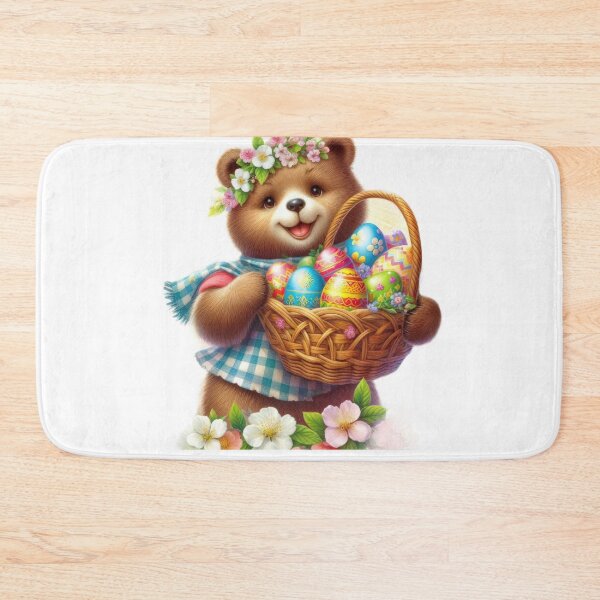 Item preview, cute  bear with  flowers and Easter eggs basket designed and sold by Expressions-Sel.