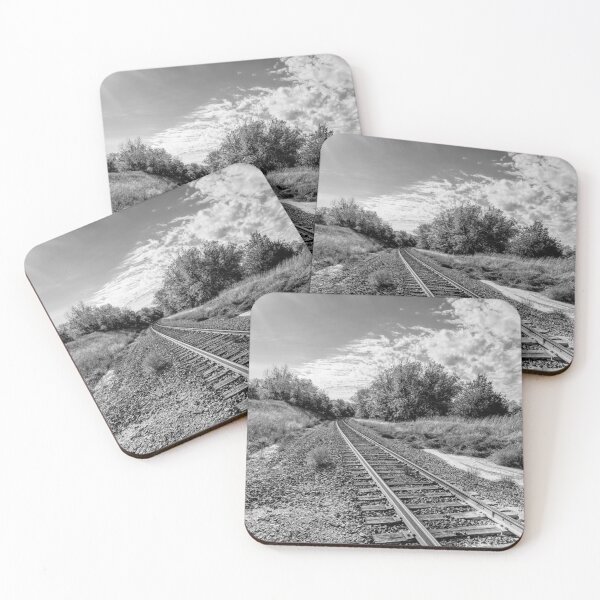 Item preview, Sunrays Over Nebraska Railroad Tracks Grayscale designed and sold by mljdwhite.