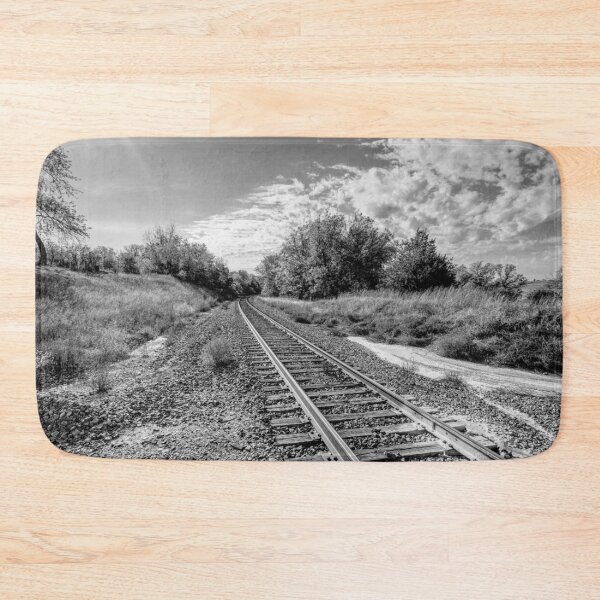 Item preview, Sunrays Over Nebraska Railroad Tracks Grayscale designed and sold by mljdwhite.
