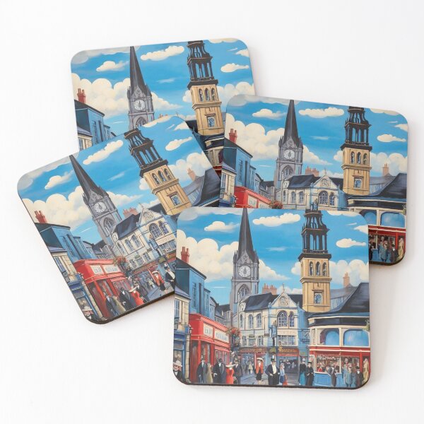 Item preview,  Vintage Chorley Lancashire town centre in England painting after Raoul Dufy designed and sold by Vintage Designs +.