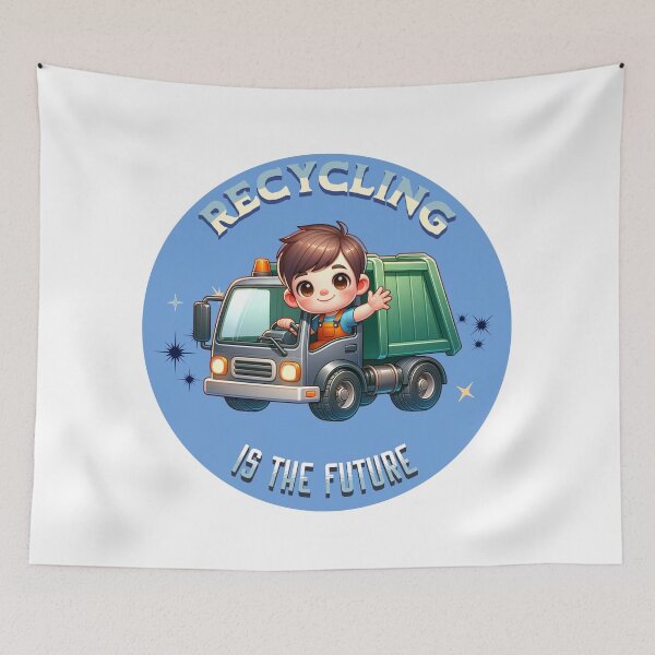 Item preview, Recycling is the Future Little Boy with a Garbage Truck- Earth Day designed and sold by PG Illustration.