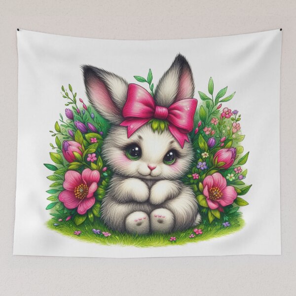 Item preview,  Easter cute bunny with ribbon  designed and sold by Expressions-Sel.