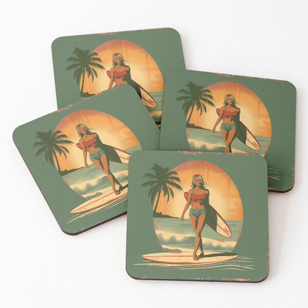 Item preview, Surfer girl_ retro-inspired design Active Outdoors Inspired Art designed and sold by CDC40.