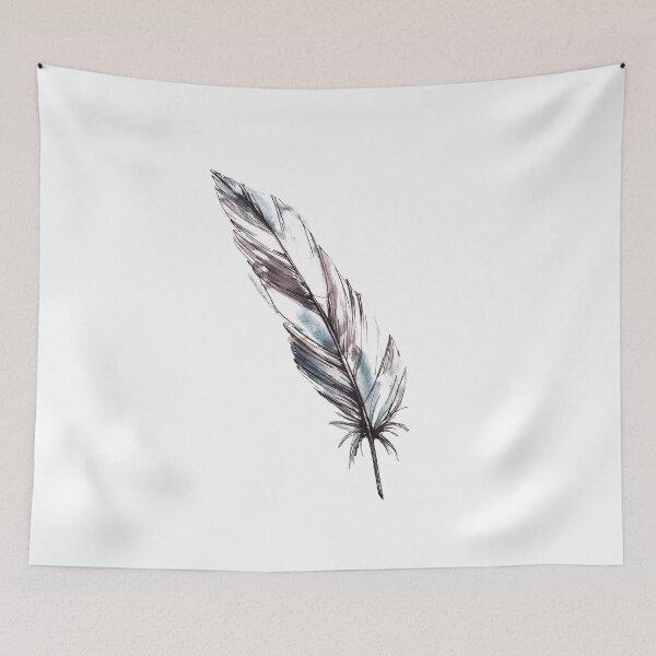 Item preview,  Watercolor monochrome bird feather with graphic ink line. Hand drawn sticker designed and sold by BartolArt.
