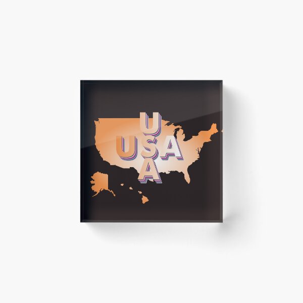 Item preview, USA ORANGE MAP 3D TYPEFACE designed and sold by Inspiclothing.