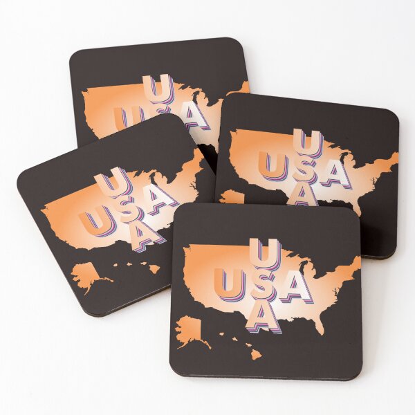 Item preview, USA ORANGE MAP 3D TYPEFACE designed and sold by Inspiclothing.