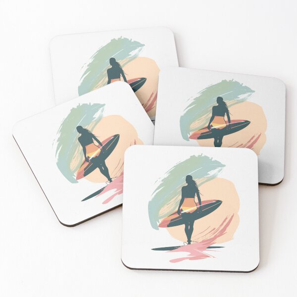 Item preview, Surfer girl minimalist design pastel colors Active Outdoors Inspired Art designed and sold by CDC40.