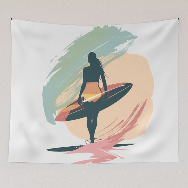 Item preview, Surfer girl minimalist design pastel colors Active Outdoors Inspired Art designed and sold by CDC40.