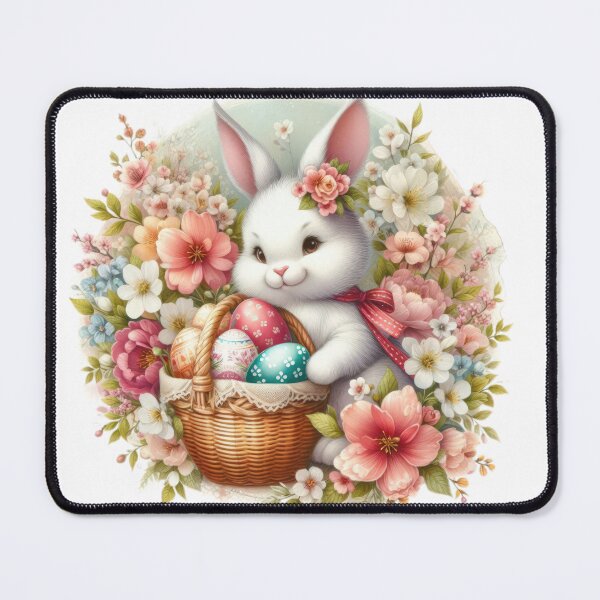 Item preview, cute bunny with Easter eggs basket designed and sold by Expressions-Sel.