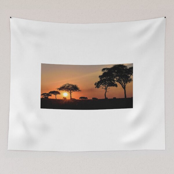 Item preview, Silhouette of elephants at sunset designed and sold by vagabondgal.