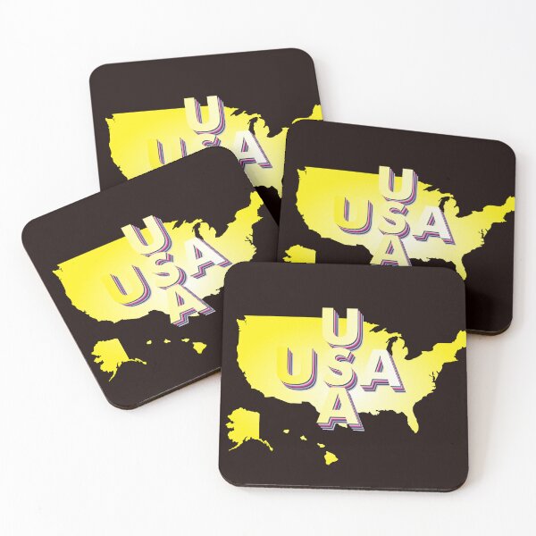 Item preview, USA YELLOW MAP 3D TYPEFACE designed and sold by Inspiclothing.