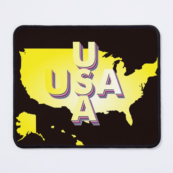 Item preview, USA YELLOW MAP 3D TYPEFACE designed and sold by Inspiclothing.