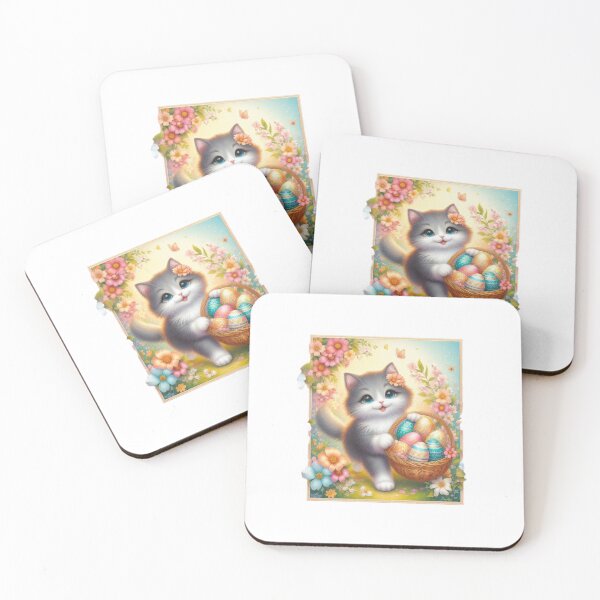 Item preview, cute cat with  Easter eggs basket designed and sold by Expressions-Sel.