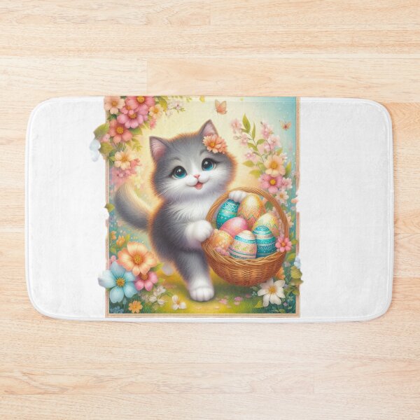 Item preview, cute cat with  Easter eggs basket designed and sold by Expressions-Sel.