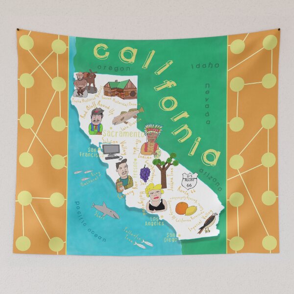 Item preview, California, The Golden State  Illustrated Map By Artist Carla Daly designed and sold by Carla Daly.