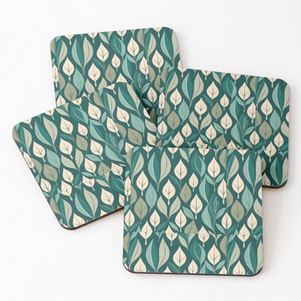 Item preview, Retro Mid Century Modern Botanical Leaves Emerald Green designed and sold by Prints and Lifestyle.